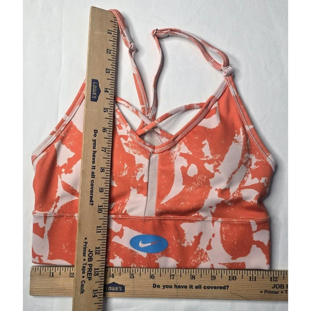 Nike Sports Bra Womens XS Orange Pink Abstract Dri-FIT Indy Light Support Active